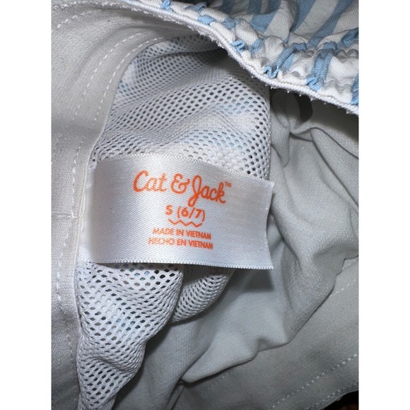 Boy Cat & Jack Swim Trunks Striped Anchor Swim Shorts Elastic Waist Size S (6/7) - Picture 5 of 9